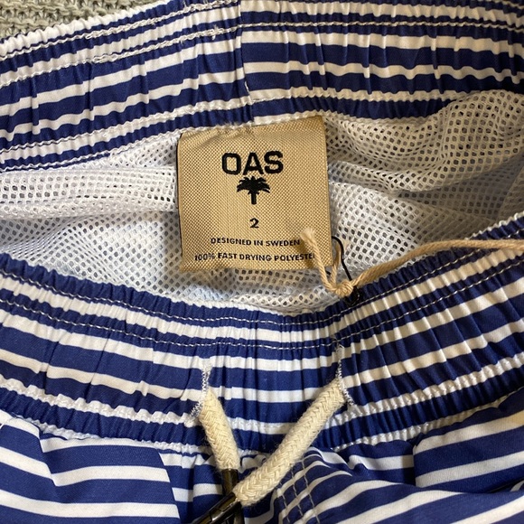OAS toddler boy swim trunks sz 2 new stripes Busy Blue fast dry - Picture 4 of 6